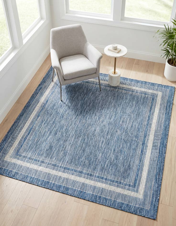 Detail image of 5' 3 x 5' 3 Easy-Clean Border Indoor / Outdoor Square Rug