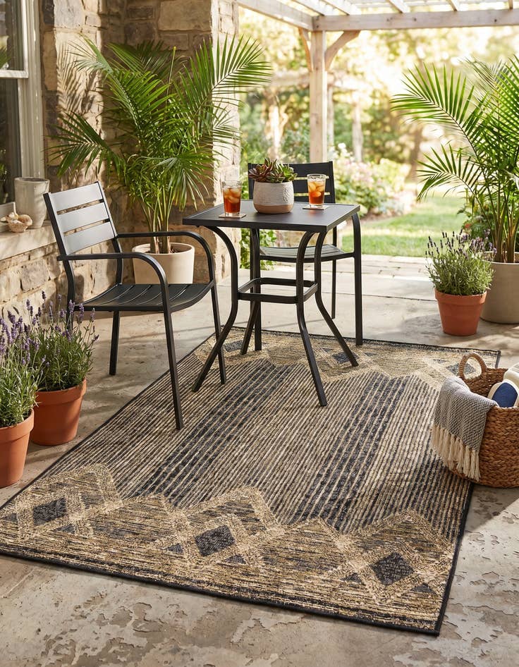 Detail image of 3' 3 x 5' 3 Easy-Clean Modern Indoor / Outdoor Rug