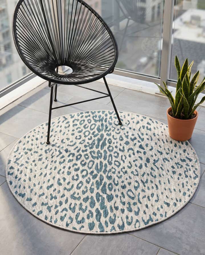 4' x 4' Easy-Clean Safari Indoor / Outdoor Round Rug