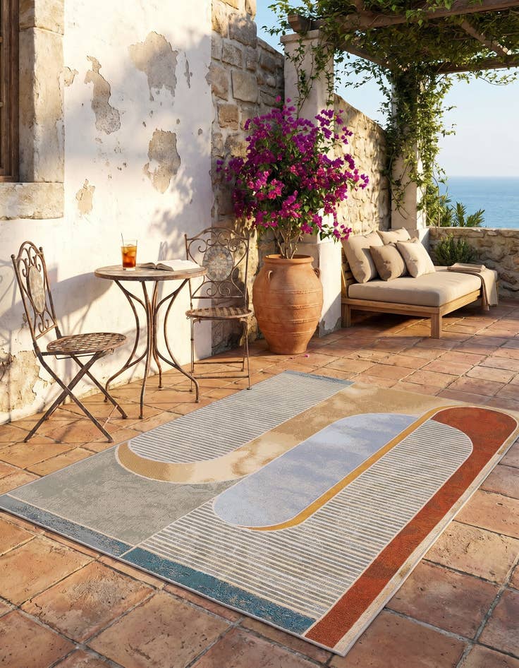 Detail image of 4' 1 x 6' 1 Easy-Clean Modern Indoor / Outdoor Rug