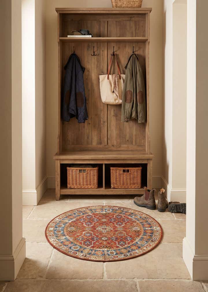3' x 3' Easy-Clean Traditional Indoor / Outdoor Round Rug