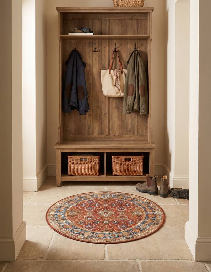 Detail image of 3' x 3' Easy-Clean Traditional Indoor / Outdoor Round Rug