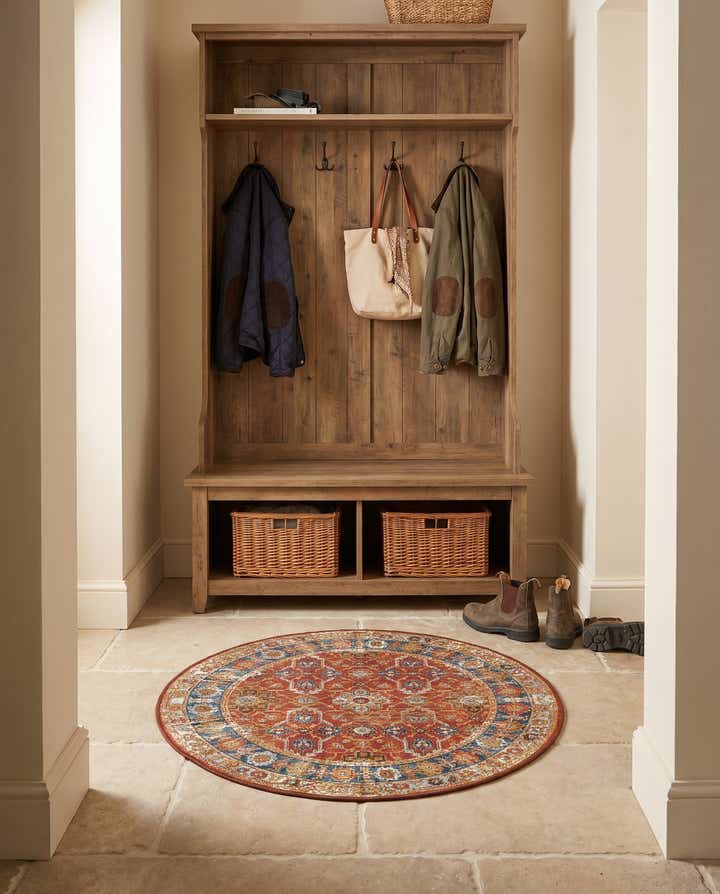 3' x 3' Easy-Clean Traditional Indoor / Outdoor Round Rug