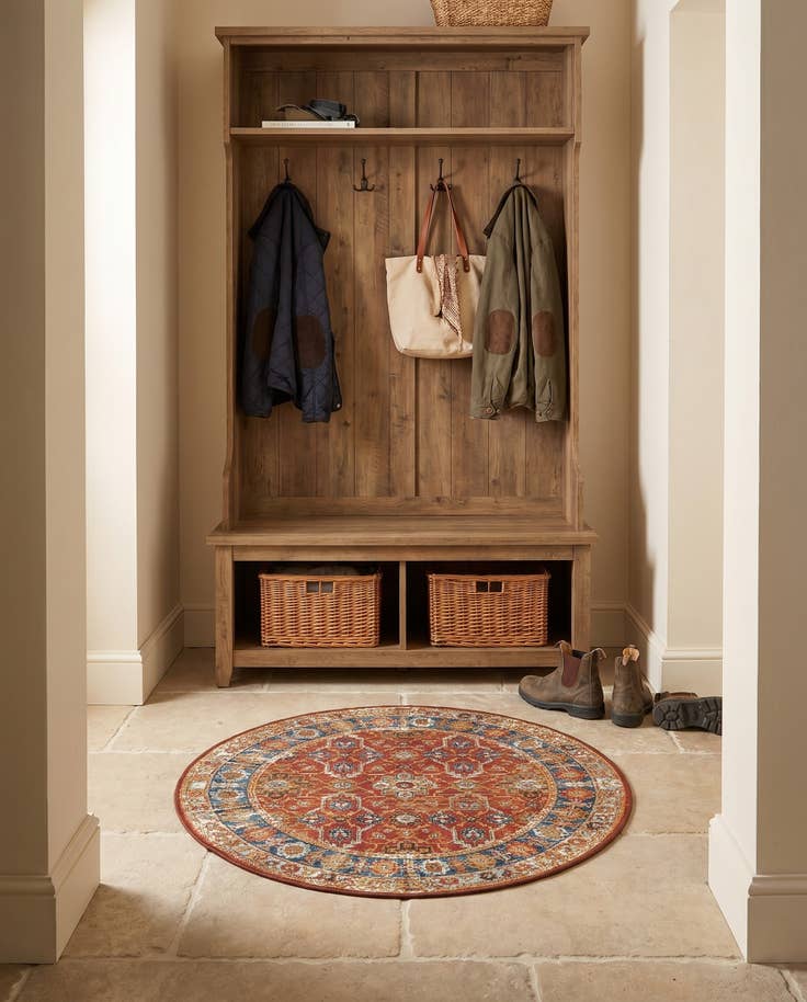Detail image of 3' x 3' Easy-Clean Traditional Indoor / Outdoor Round Rug
