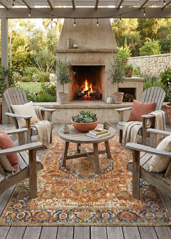 5' 3 x 8' Easy-Clean Traditional Indoor / Outdoor Rug