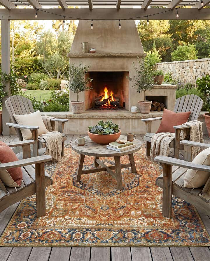 5' 3 x 8' Easy-Clean Traditional Indoor / Outdoor Rug