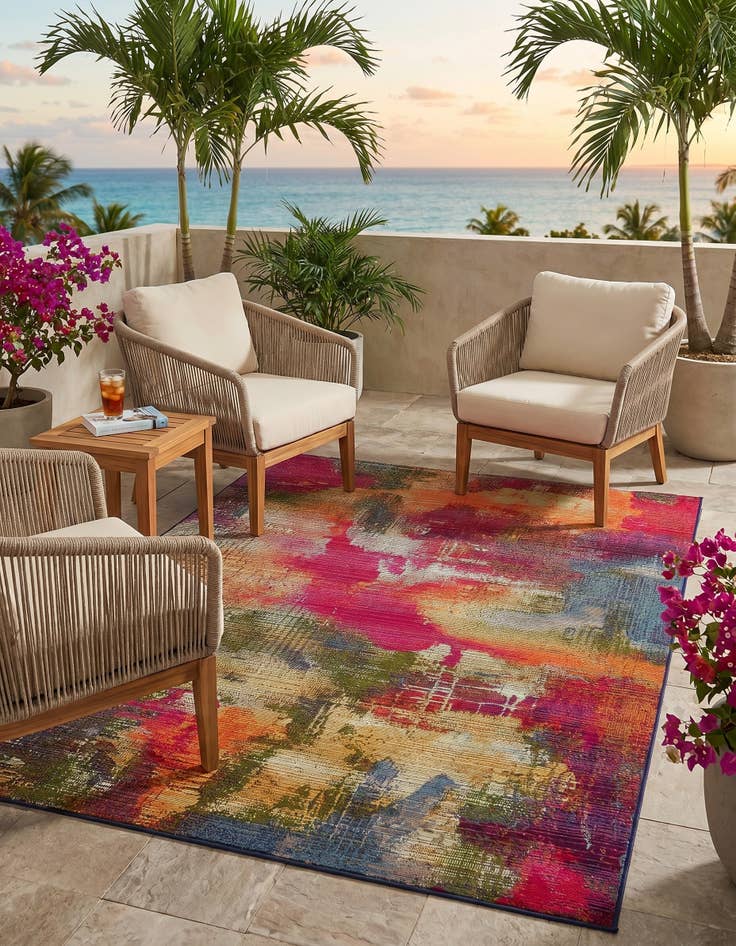 Detail image of 4' x 6' Easy-Clean Modern Indoor / Outdoor Rug