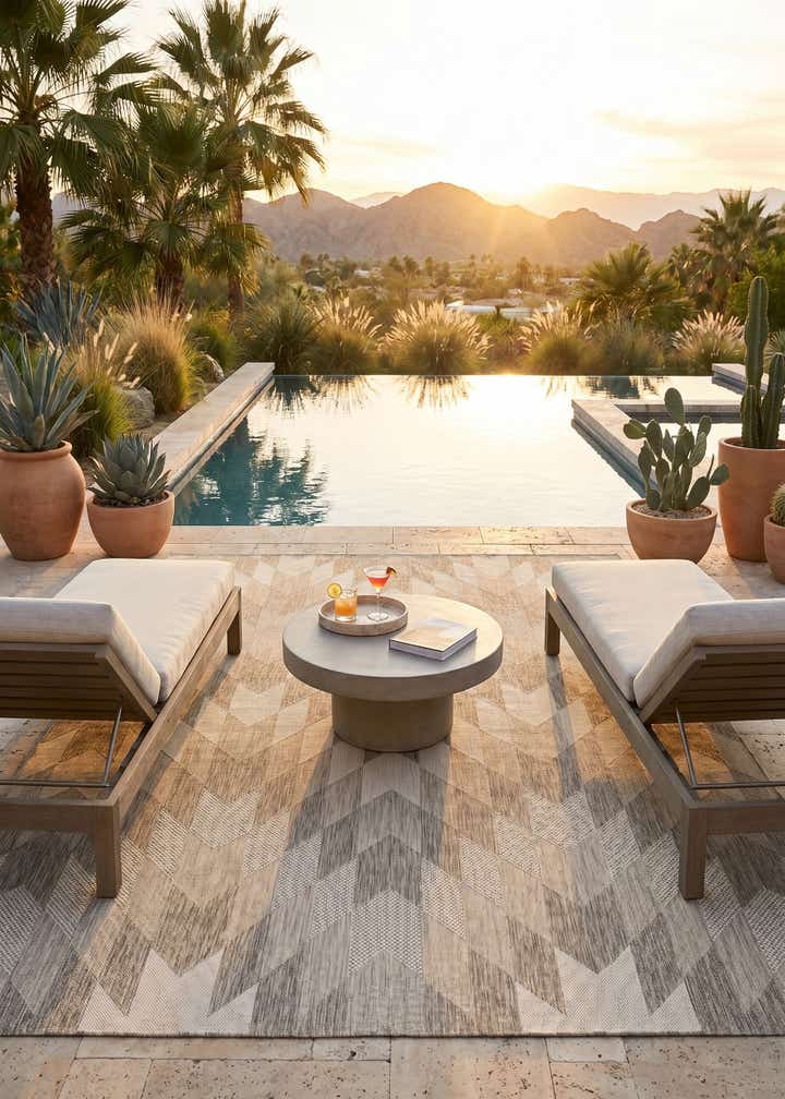 7' 10 x 10' Easy-Clean Modern Indoor / Outdoor Rug