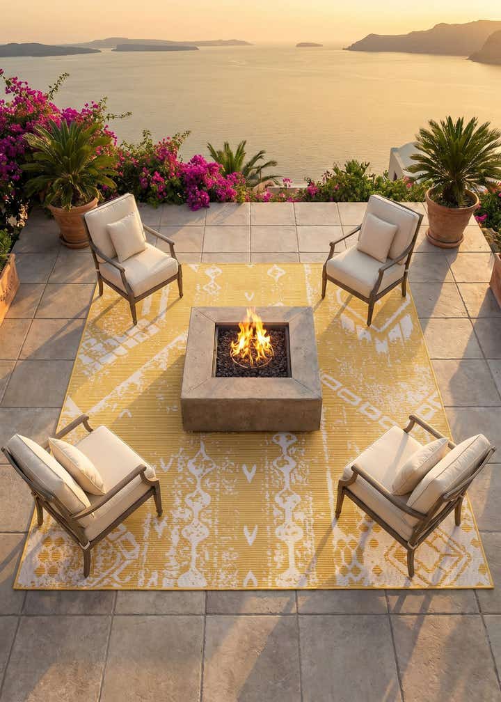 7' x 7' Easy-Clean Bohemian Indoor / Outdoor Square Rug