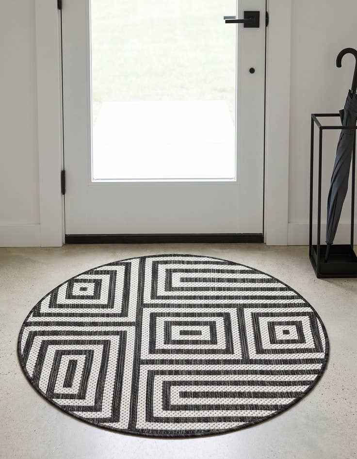 Detail image of 3' x 3' Easy-Clean Modern Indoor / Outdoor Round Rug