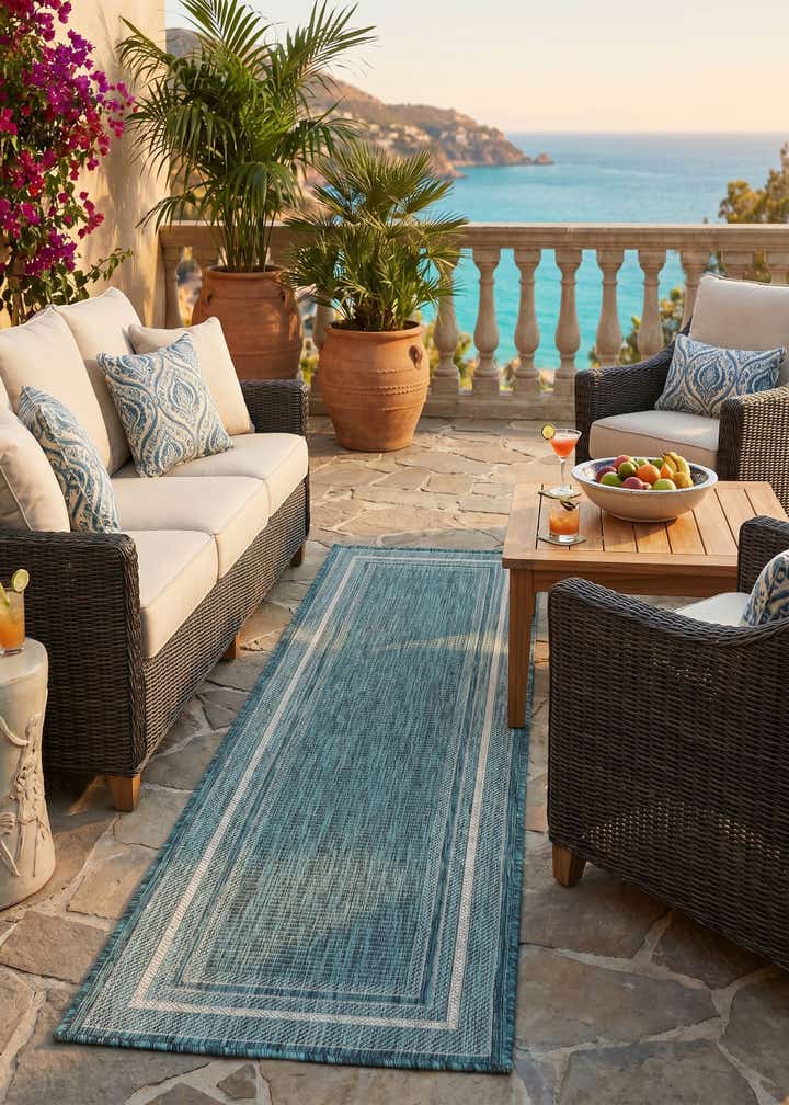 2' x 6' Easy-Clean Border Indoor / Outdoor Runner Rug