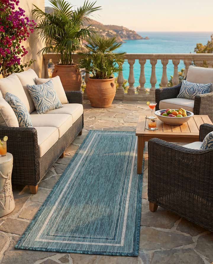 2' x 6' Easy-Clean Border Indoor / Outdoor Runner Rug