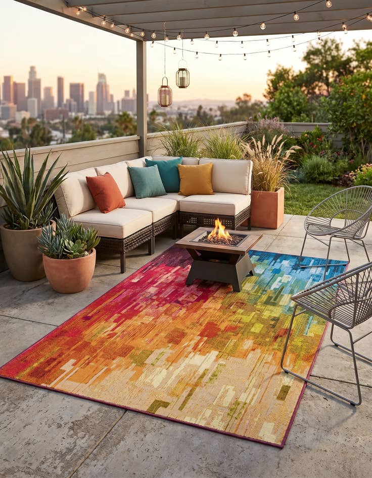 Detail image of 4' x 6' Easy-Clean Modern Indoor / Outdoor Rug