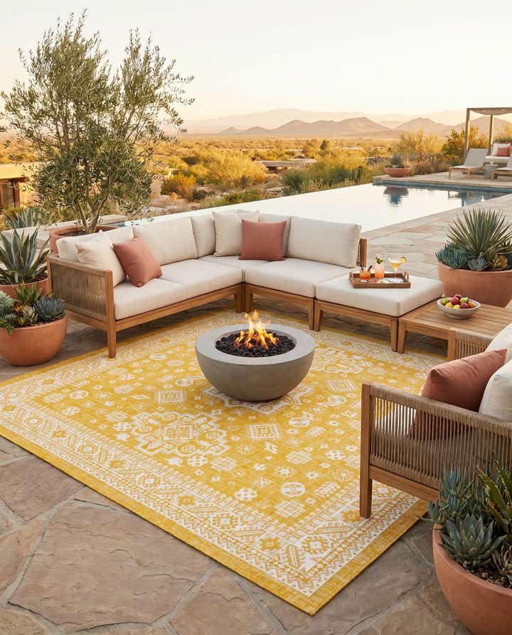 10' x 10' Easy-Clean Aztec Indoor / Outdoor Square Rug