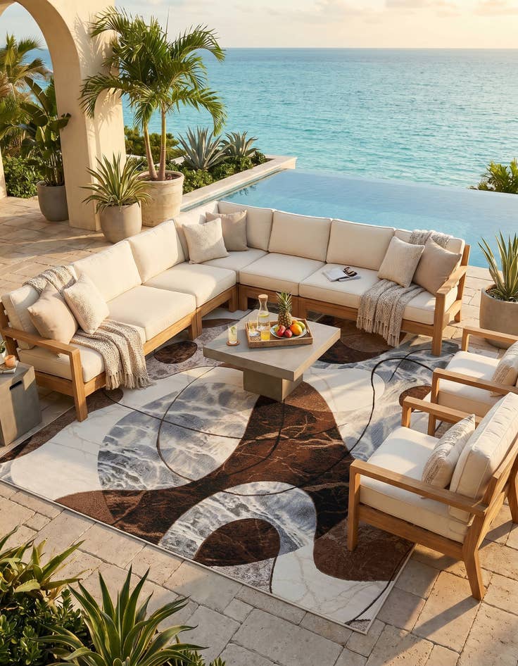 Detail image of 8' x 8' Easy-Clean Modern Indoor / Outdoor Square Rug