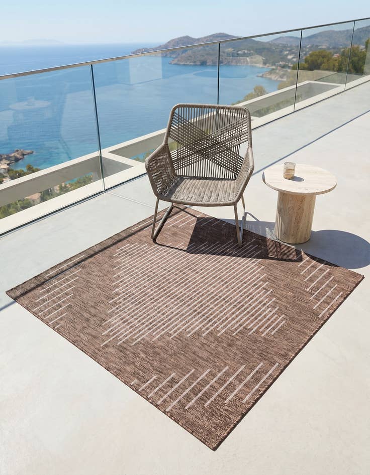 Detail image of 5' 3 x 5' 3 Easy-Clean Modern Indoor / Outdoor Square Rug