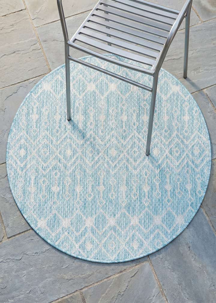 3' x 3' Easy-Clean Trellis Indoor / Outdoor Round Rug