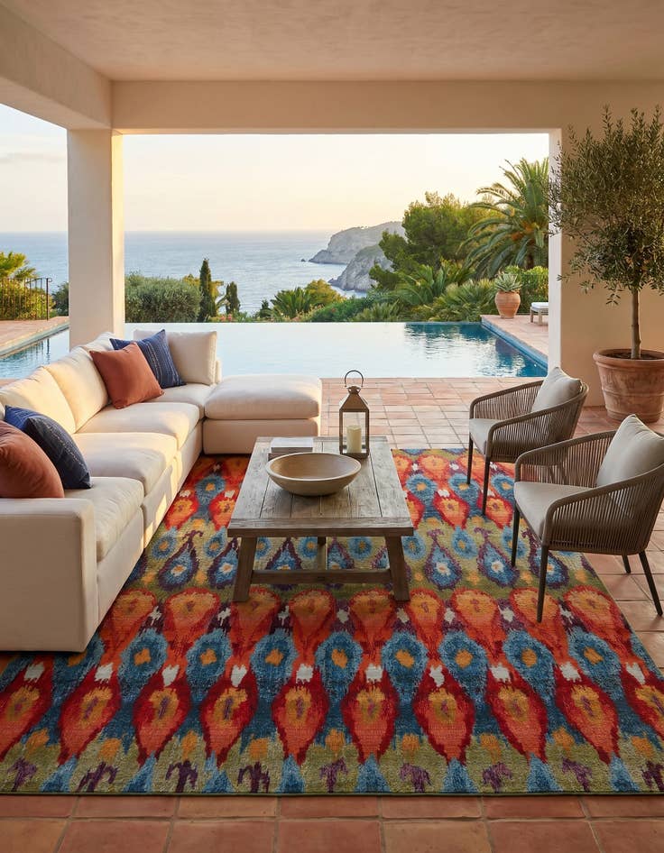 Detail image of 7' 10 x 10' Easy-Clean Modern Indoor / Outdoor Rug