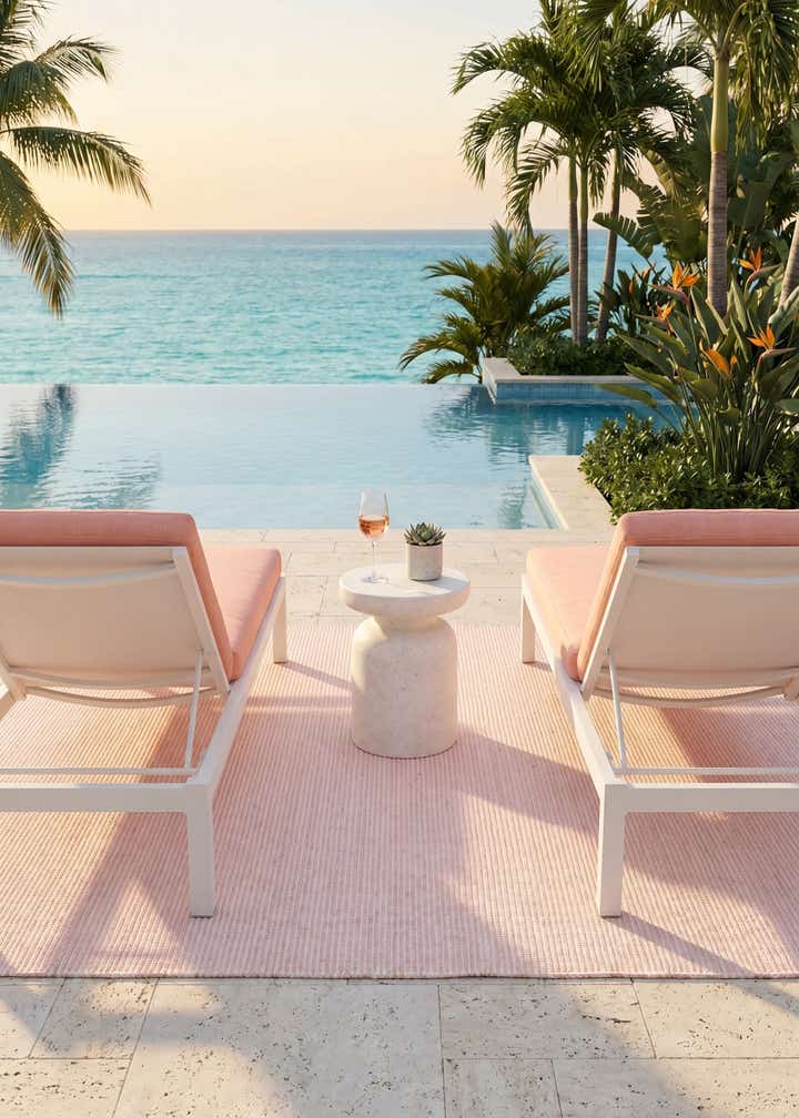 6' 1 x 9' Easy-Clean Jill Zarin Palm Springs Indoor / Outdoor Rug