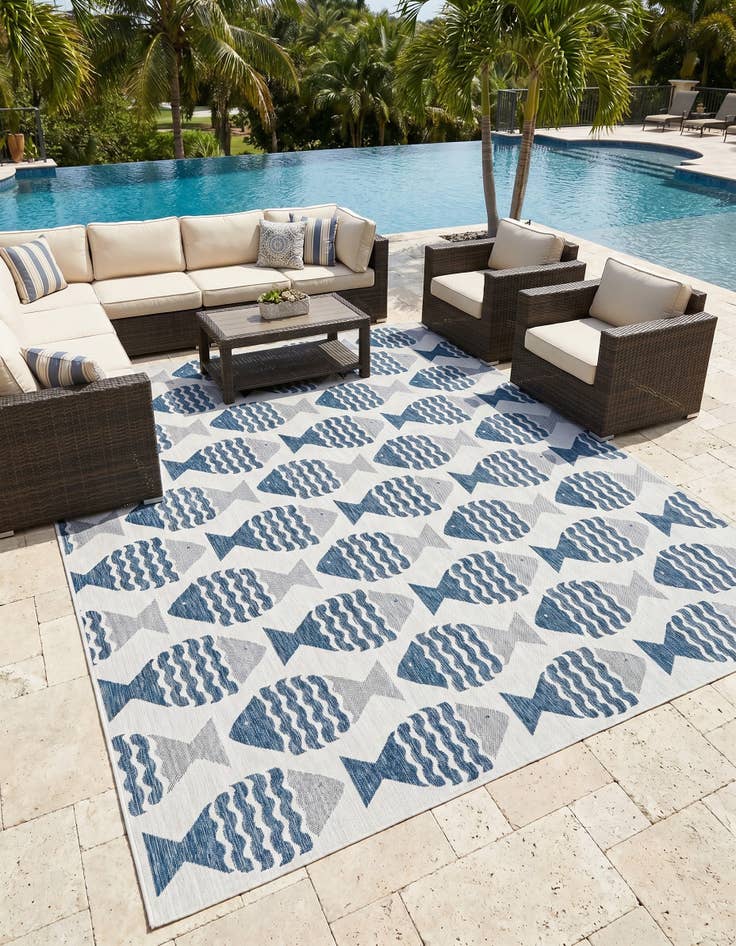 Detail image of 10' x 13' Easy-Clean Coastal Indoor / Outdoor Rug