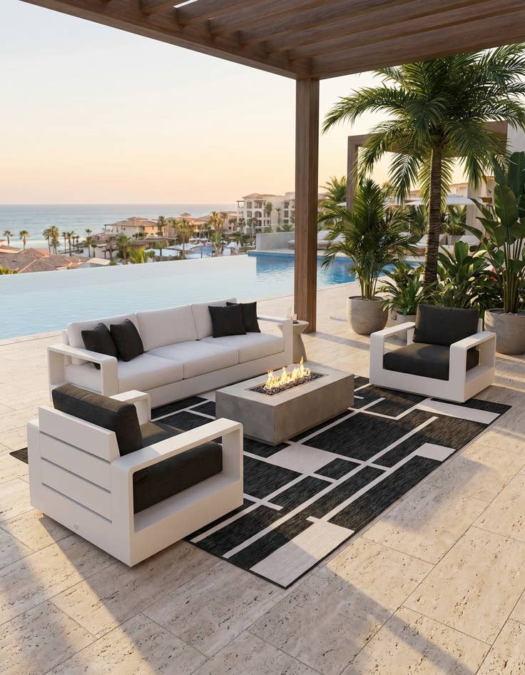 Detail image of 7' 10 x 10' Easy-Clean Modern Indoor / Outdoor Rug