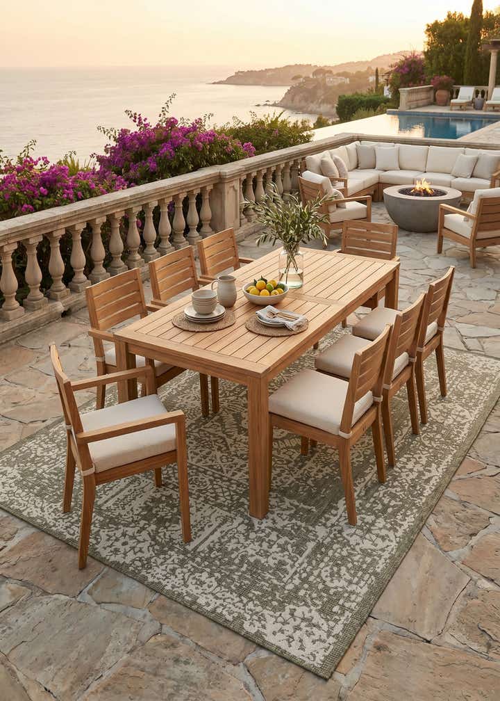 7' 10 x 10' Easy-Clean Traditional Indoor / Outdoor Rug
