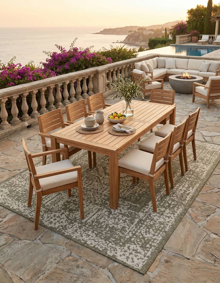 Detail image of 7' 10 x 10' Easy-Clean Traditional Indoor / Outdoor Rug