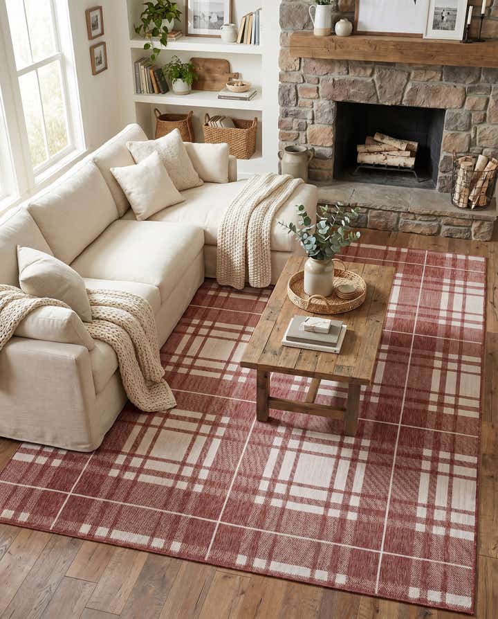 7' 10 x 10' Easy-Clean Checkered Indoor / Outdoor Rug
