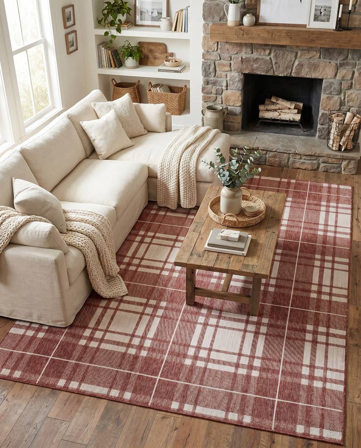 Detail image of 7' 10 x 10' Easy-Clean Checkered Indoor / Outdoor Rug