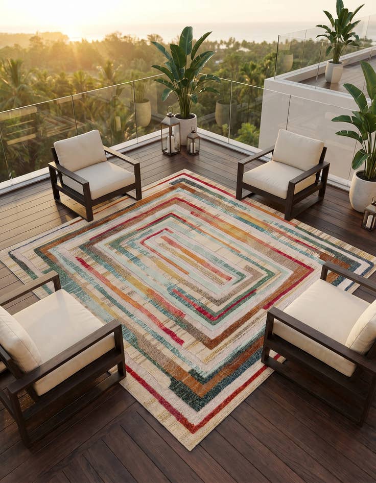 Detail image of 7' 10 x 7' 10 Easy-Clean Casablanca Indoor / Outdoor Square Rug
