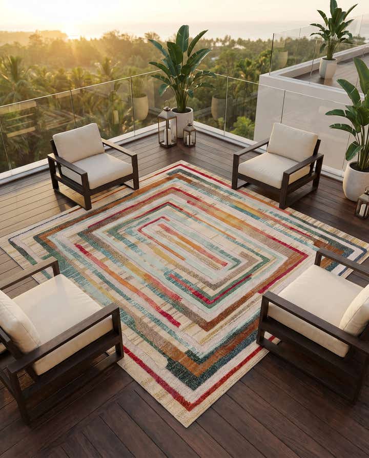 7' 10 x 7' 10 Easy-Clean Casablanca Indoor / Outdoor Square Rug