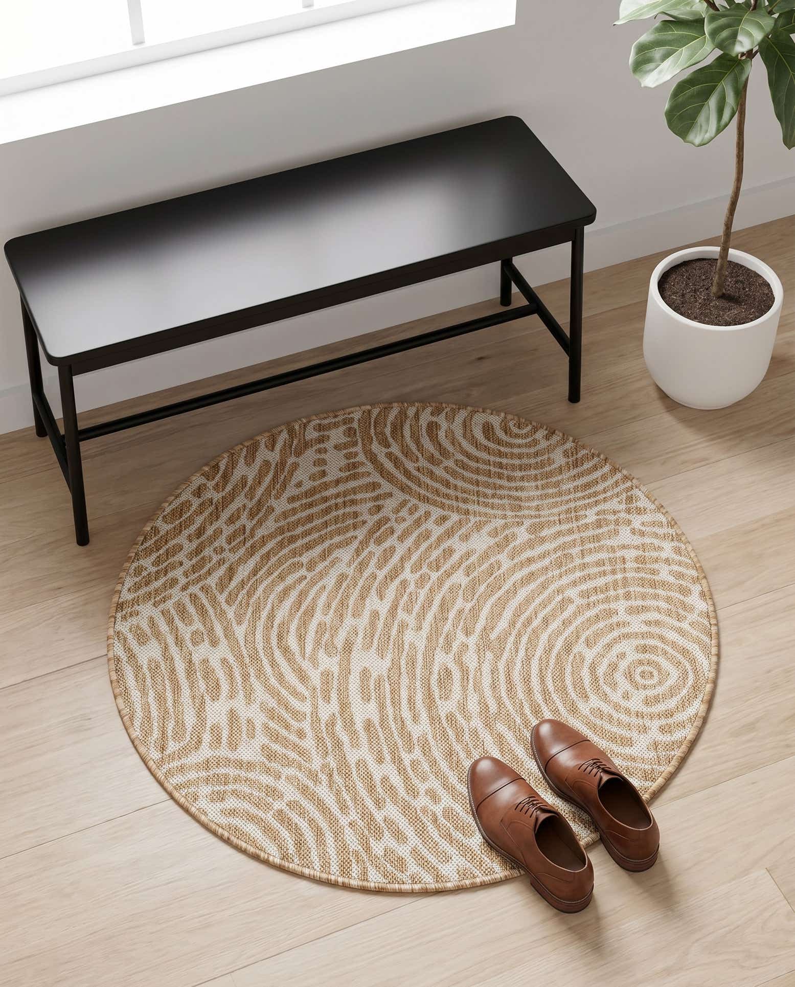 3' x 3' Easy-Clean Modern Indoor / Outdoor Round Rug