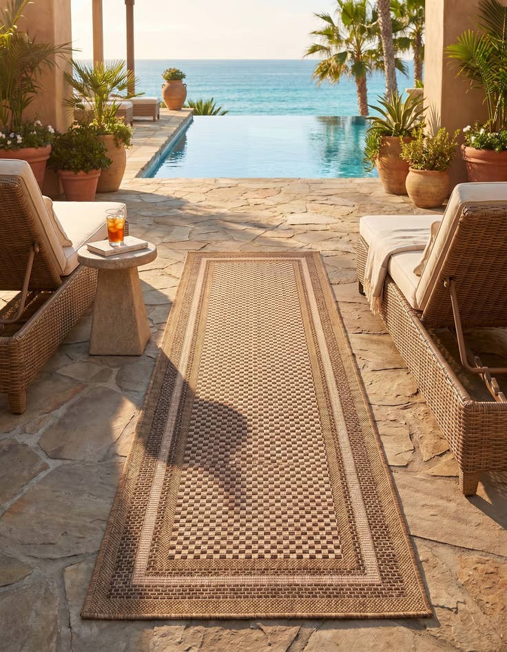 Detail image of 2' 2 x 6' Easy-Clean Border Indoor / Outdoor Runner Rug