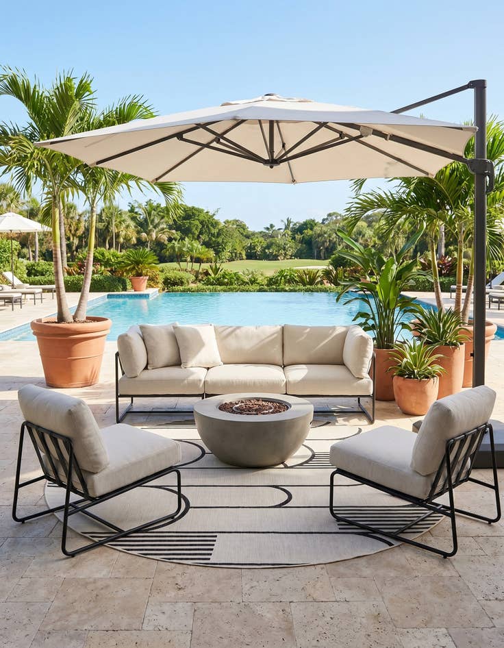 Detail image of 10' x 10' Easy-Clean Modern Indoor / Outdoor Round Rug