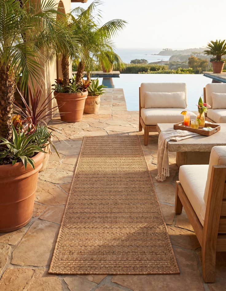 Detail image of 2' 2 x 6' Easy-Clean Border Indoor / Outdoor Runner Rug