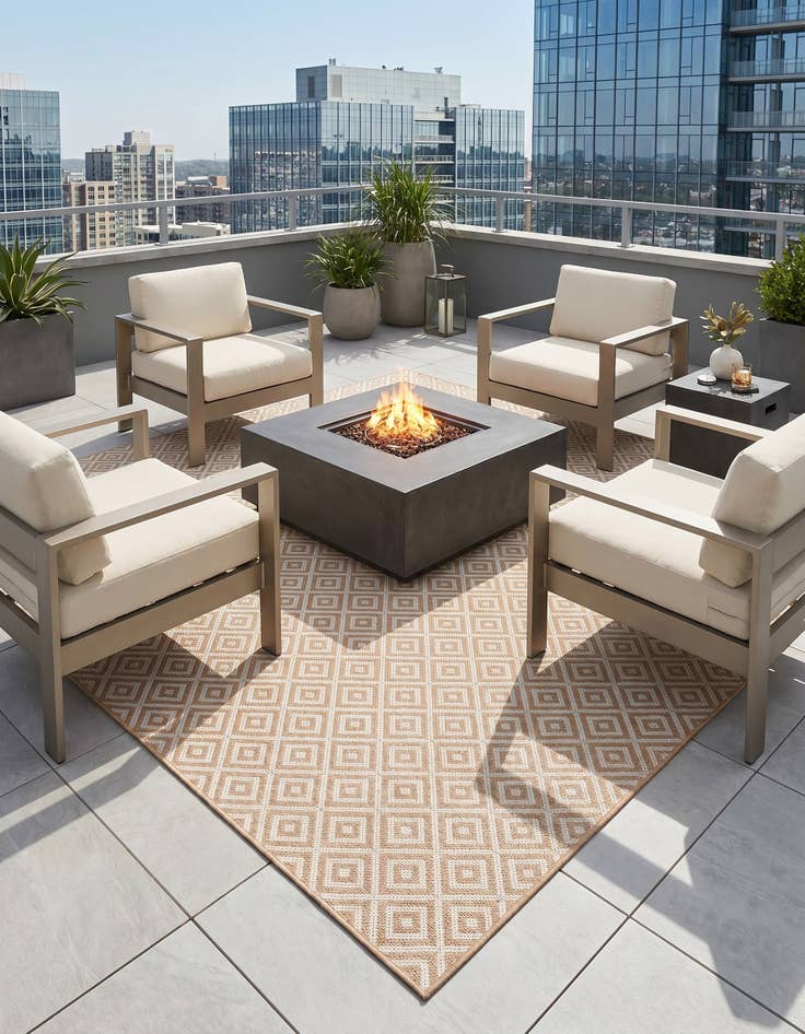 Detail image of 7' 10 x 7' 10 Easy-Clean Jill Zarin Costa Rica Indoor / Outdoor Square Rug