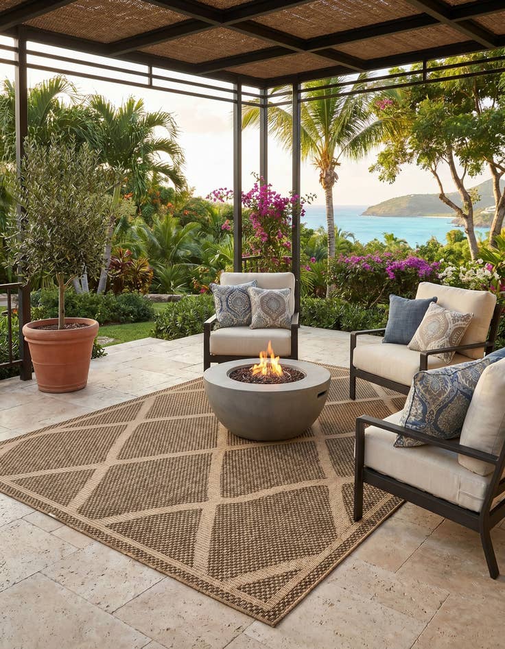 Detail image of 5' x 8' Easy-Clean Lattice Indoor / Outdoor Rug