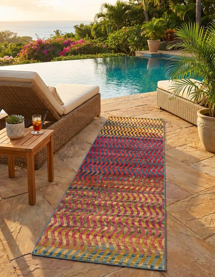 Detail image of 2' 7 x 10' Easy-Clean Modern Indoor / Outdoor Runner Rug