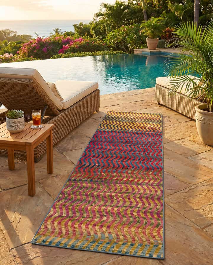 2' 7 x 10' Easy-Clean Modern Indoor / Outdoor Runner Rug