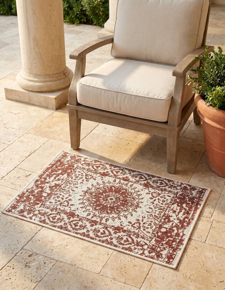 Detail image of 2' x 3' Easy-Clean Traditional Indoor / Outdoor Rug
