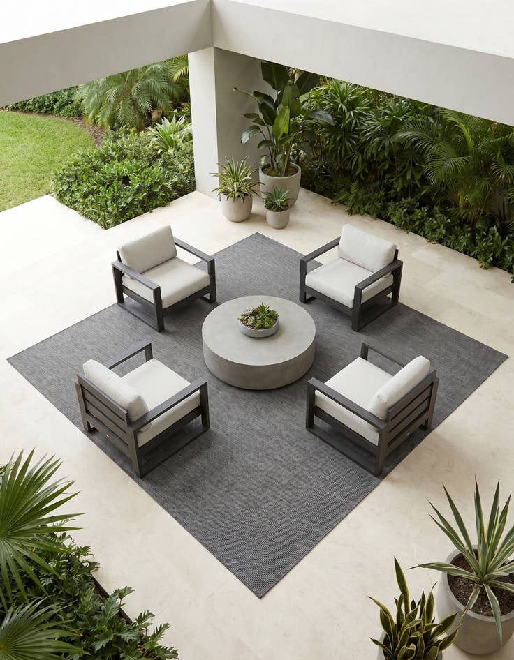 Detail image of 10' x 10' Easy-Clean Solid Indoor / Outdoor Square Rug