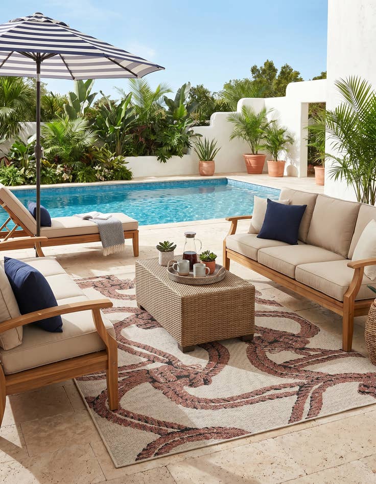 Detail image of 5' x 8' Easy-Clean Coastal Indoor / Outdoor Rug