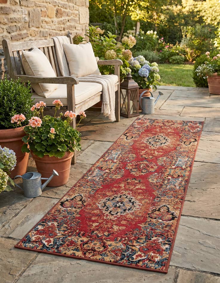 Detail image of 2' x 6' Easy-Clean Traditional Indoor / Outdoor Runner Rug