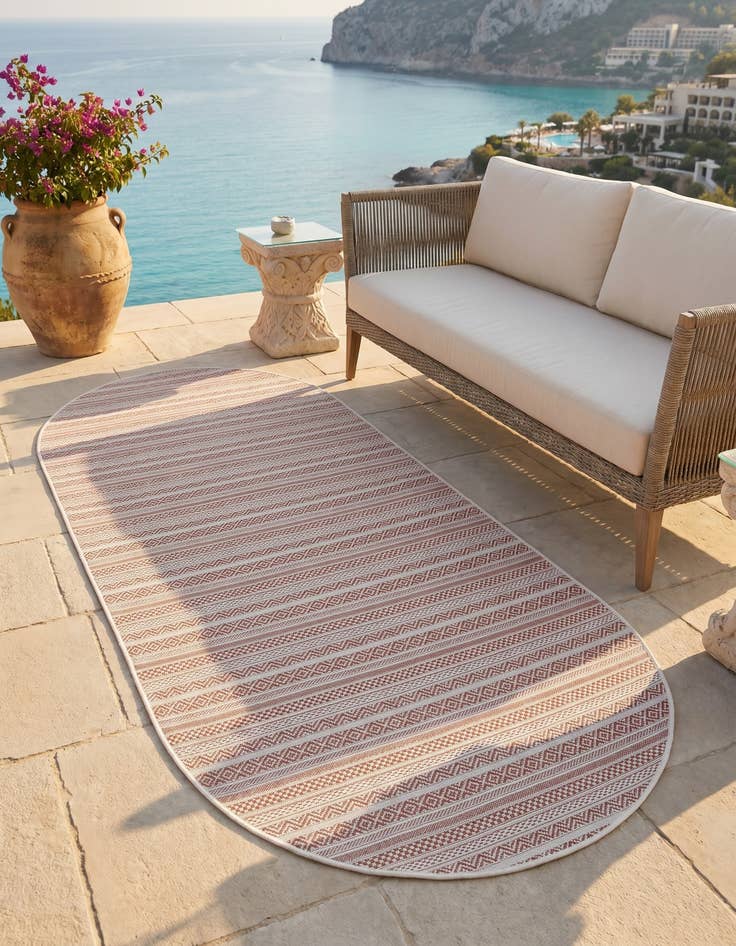 Detail image of 5' 3 x 8' Easy-Clean Ribbon Indoor / Outdoor Oval Rug
