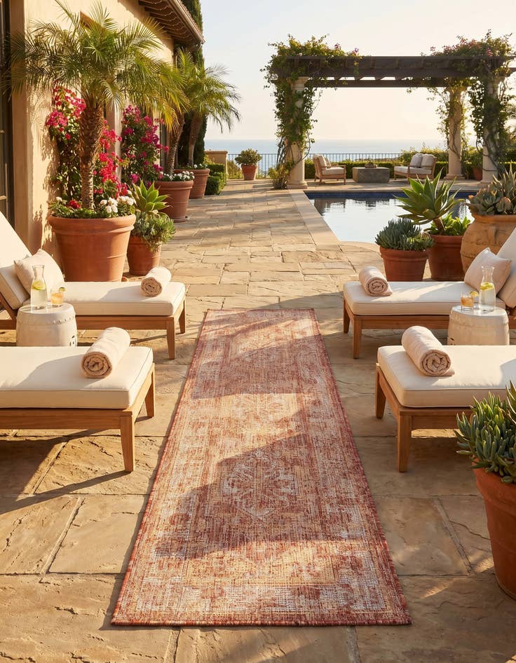 Detail image of 2' x 8' Easy-Clean Traditional Indoor / Outdoor Runner Rug