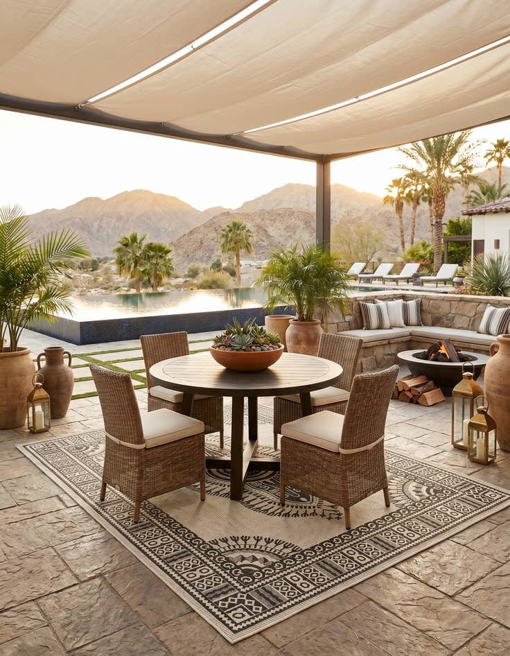 Detail image of 7' 10 x 10' Easy-Clean Traditional Indoor / Outdoor Rug