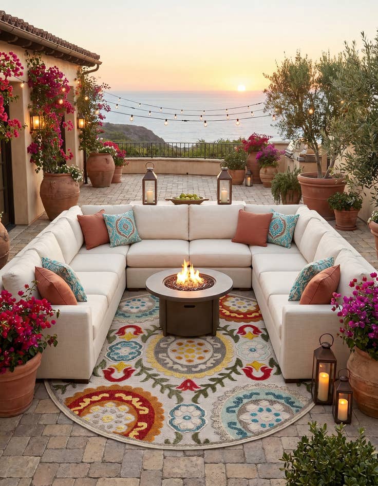 Detail image of 6' x 6' Easy-Clean Casablanca Indoor / Outdoor Round Rug