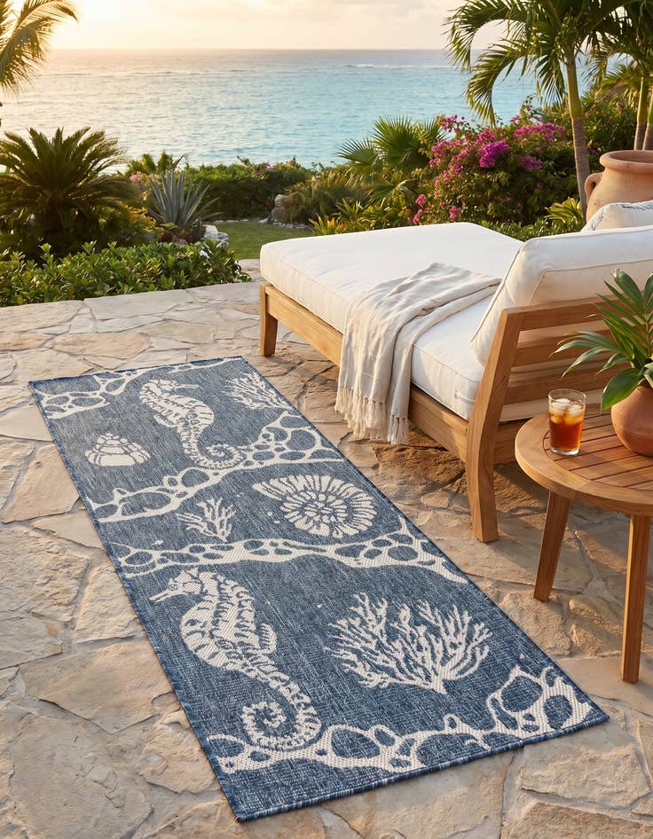 Detail image of 2' x 5' 3 Easy-Clean Coastal Indoor / Outdoor Runner Rug