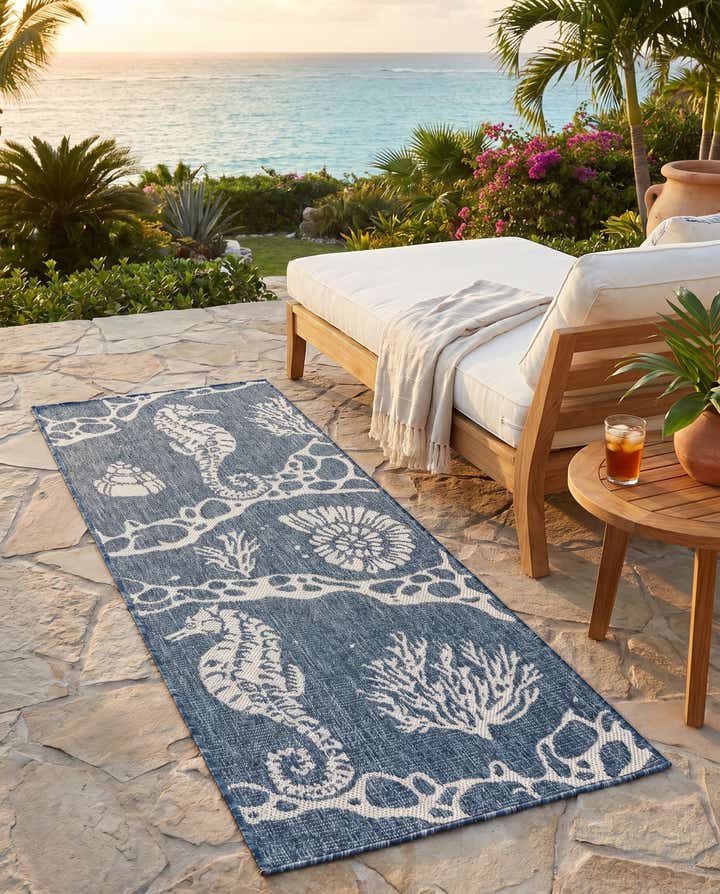 2' x 5' 3 Easy-Clean Coastal Indoor / Outdoor Runner Rug
