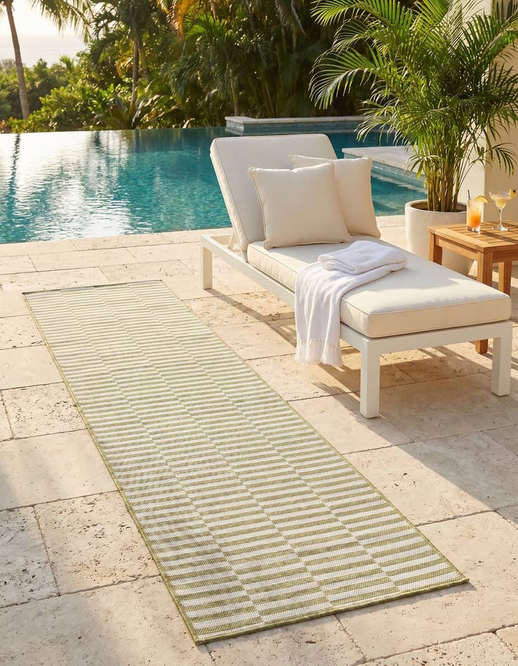 Detail image of 2' 7 x 10' Easy-Clean Striped Indoor / Outdoor Runner Rug